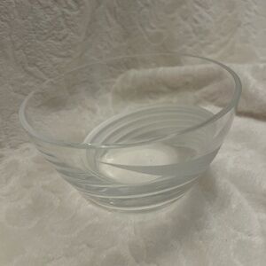 Lenox Windswept Lead Crystal Round Bowl Frosted Cut Swirl USA
